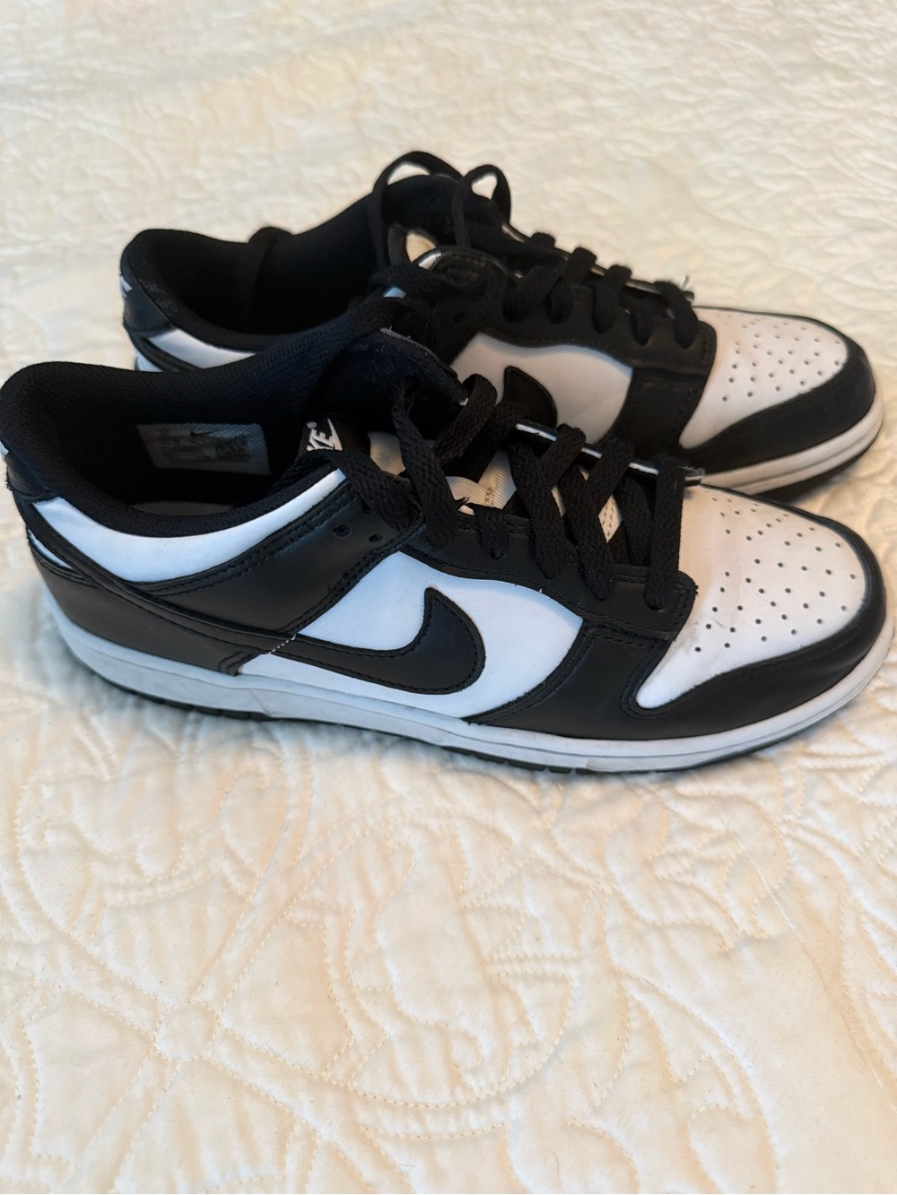 Nike Dunk Low Black White Sneakers Youth Size 7Y